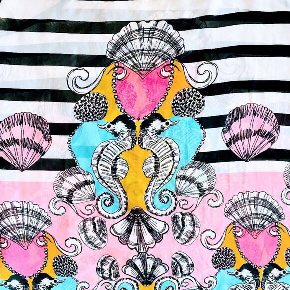 Bisou Bisou Sheer Tank Top Colorful Seashells and Seahorses - Size Medium - Picture 3 of 7